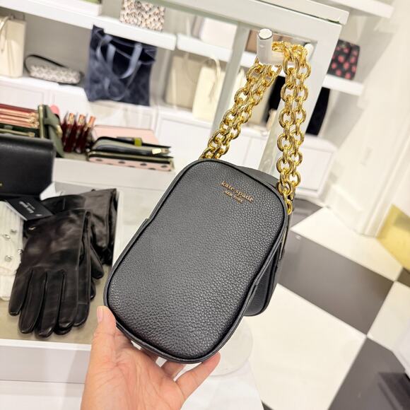 Kate Spade Jolie Chain Phone Leather Crossbody Purse KI517 Black - Picture 3 of 16